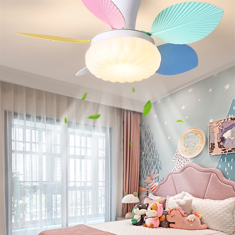 风扇灯卧室男孩女孩公主房大风力变频吊扇灯家用智能护眼儿童房灯