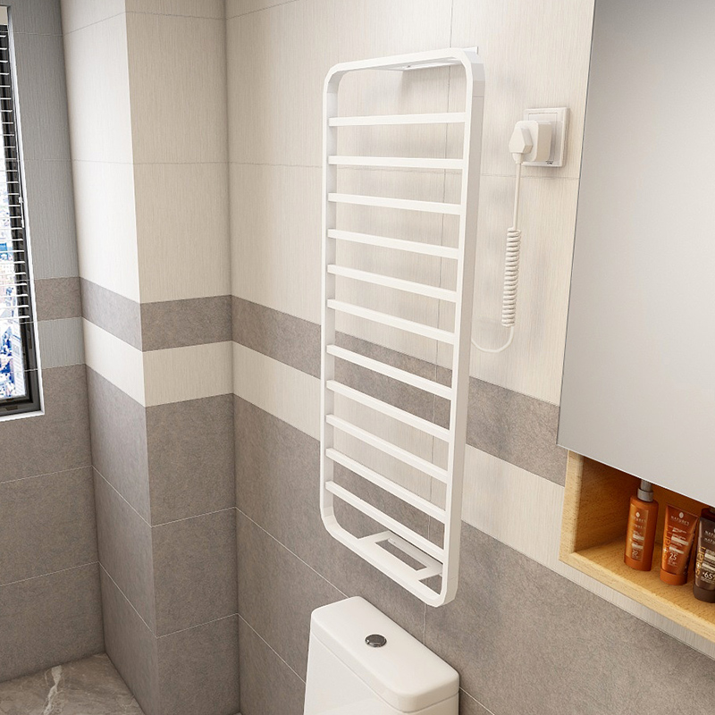 落地电热梯子毛巾架家用卫生间置物免打孔智能加热浴巾烘干架立式