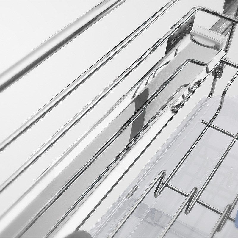 厂家直销拉篮厨房橱柜不锈钢双层缓冲碗碟碗篮调味料拉篮抽屉式