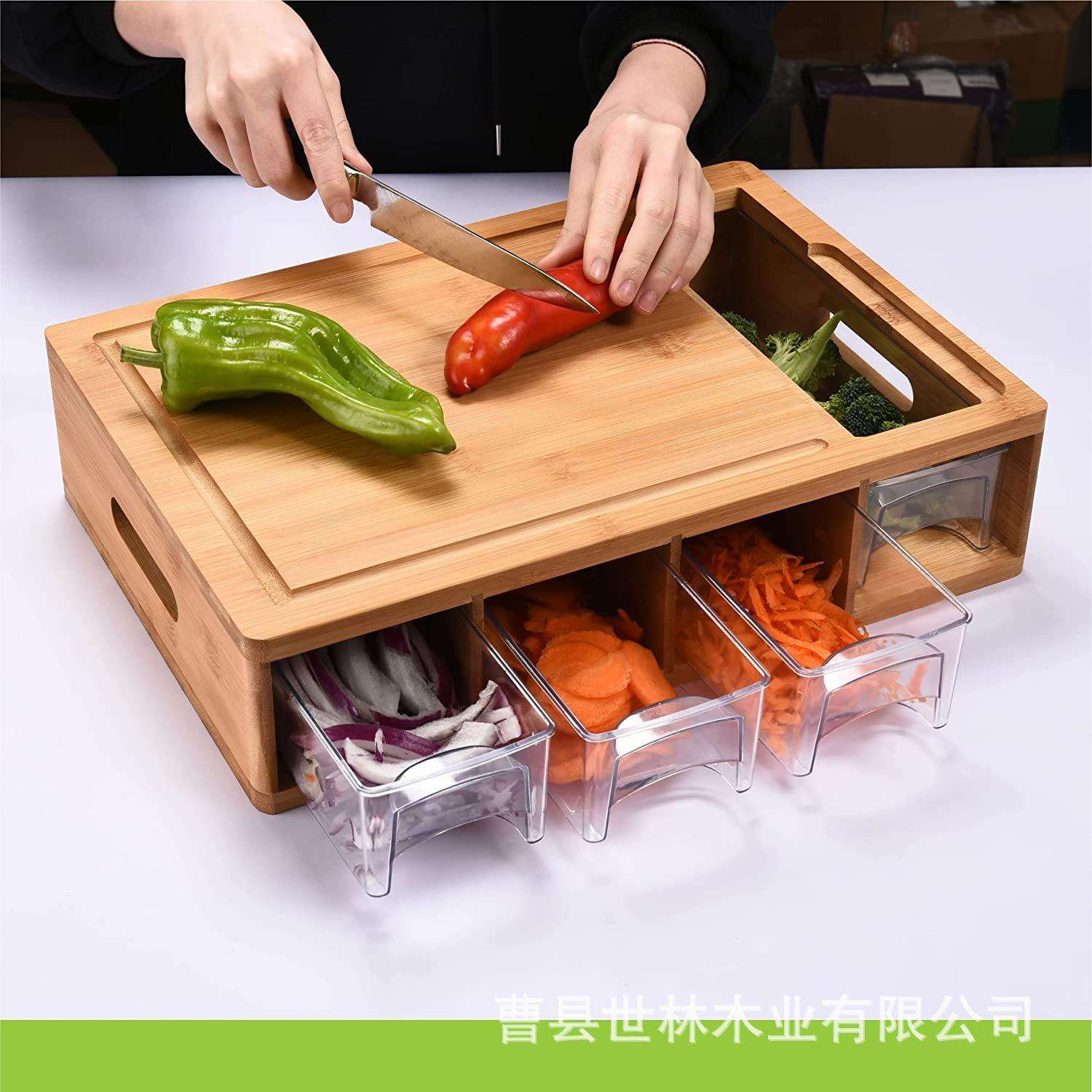竹木制分类砧板家用切菜板带抽屉式收纳盒水果蔬菜刨丝器奶酪板
