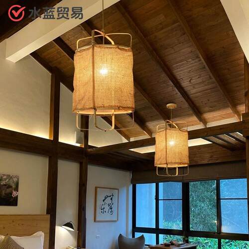 中式竹编灯酒店工程火锅店卡座茶楼店铺商用餐饮专用吊灯设计师款