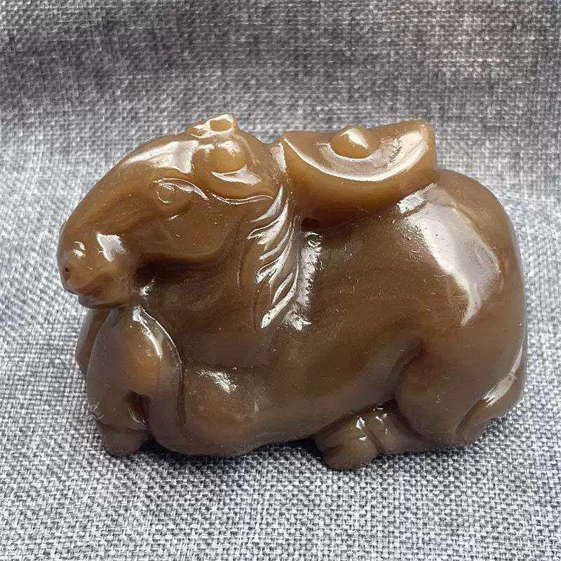 阿富汗玉糖玉貔貅手把件外蒙料糖料手工雕刻手把件直播货源