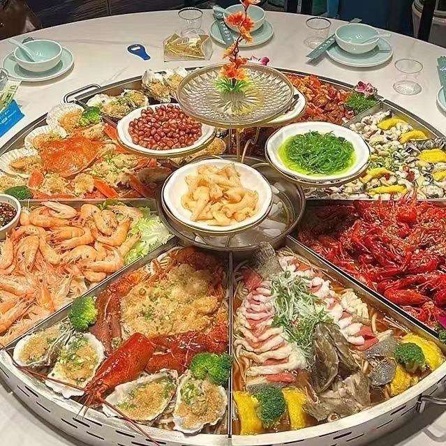 龙虾盘海鲜大咖盘 网红logo创艺拼盘 商用餐厅饭店专用不锈钢盘