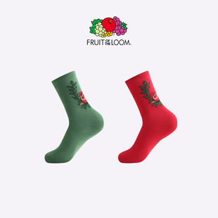 「鲜果布衣·圣诞新年限定」男女秋冬7A抑菌潮流中筒精梳棉袜子