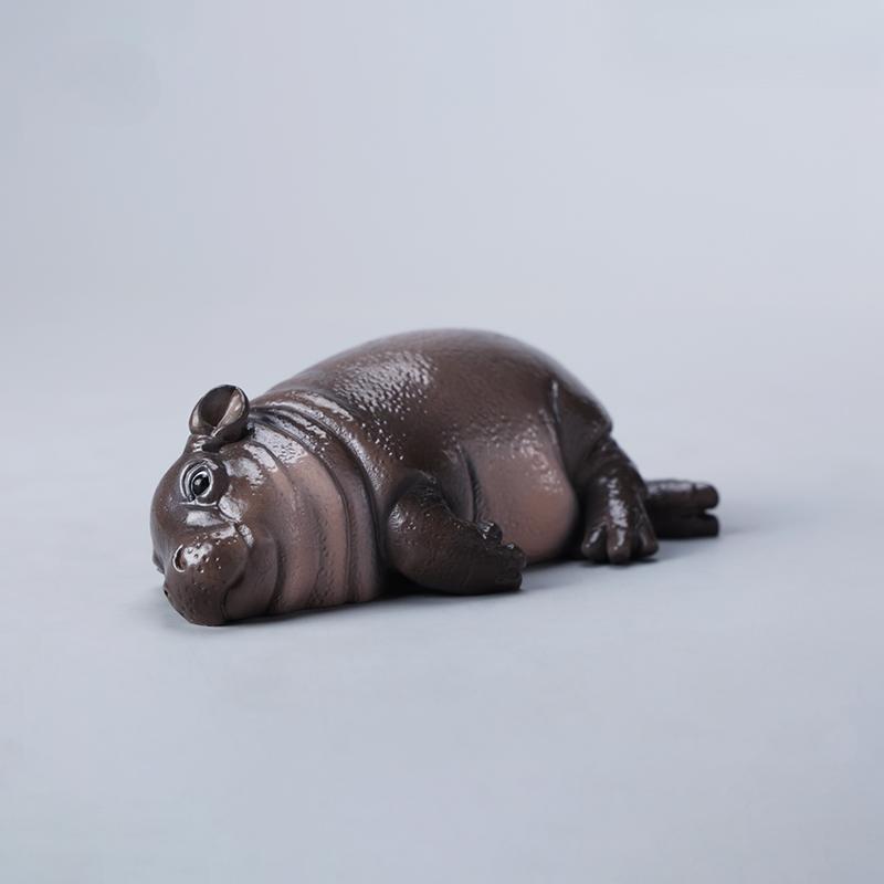 现货 河马幼崽3.0moodeng网红弹跳小猪仿真微缩动物摆件潮玩