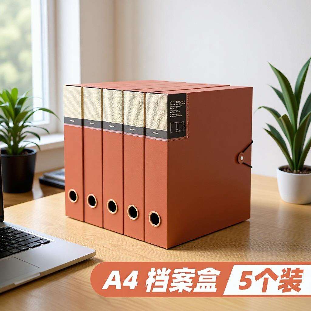 天色 5个装档案盒A4文件盒塑料资料夹册会计凭证资料盒收纳盒办公