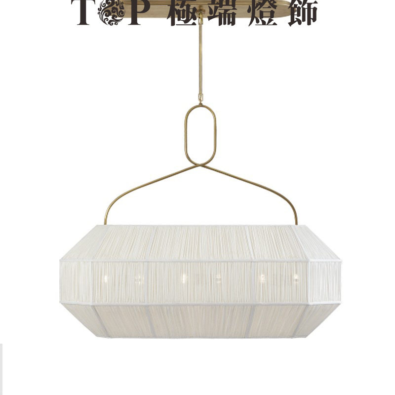 上海现代新中式非标工程别墅酒店设计师创意布艺餐厅绕布吊灯