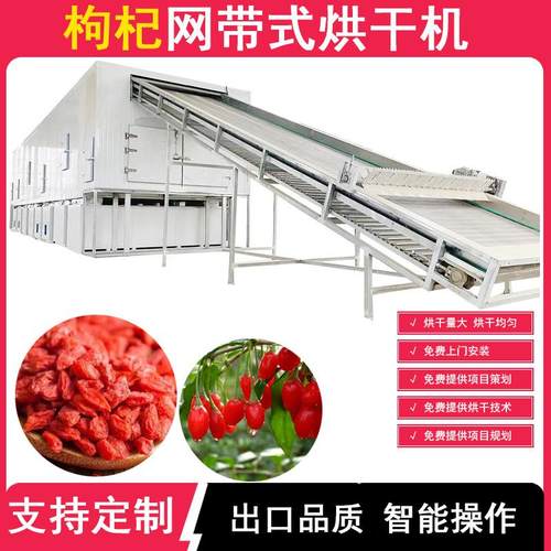 大型枸杞烘干机网带式黑枸杞红枸杞干燥机全自动枸杞子烘干设备