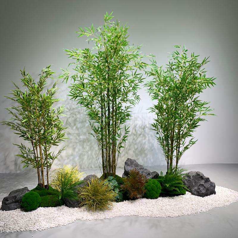仿真竹子造景植物隔断屏风室内橱窗装饰假竹子盆景细水竹绿植景观