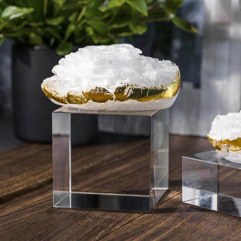 创意软装水晶矿石晶体摆件天然晶石装饰轻奢饰品样板房酒店工艺品