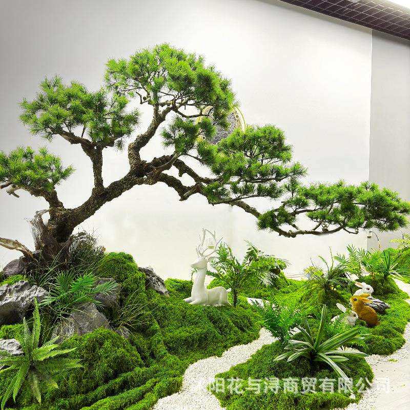 仿真黑松绿植景观迎客松树大型罗汉松美人松盆景摆件酒店展厅装饰