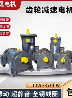 汇晟三相380交流齿轮减速电机750W 变频调速400W卧式马达CH28CV22