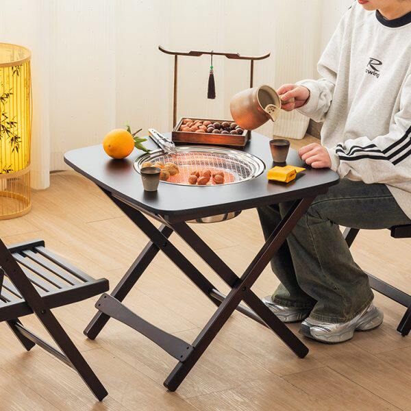 围炉煮茶桌家用室内全套折叠烧烤架户外阳台庭院取暖炭火碳炉桌子