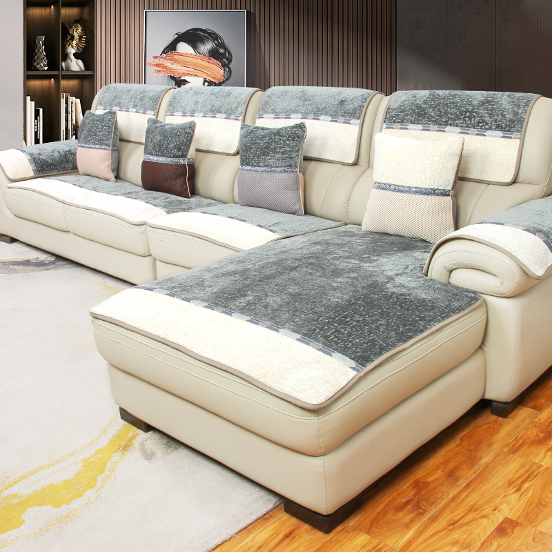 冬季皮沙发专用沙发垫防滑坐垫新款2D023四季通用短毛绒沙发套罩