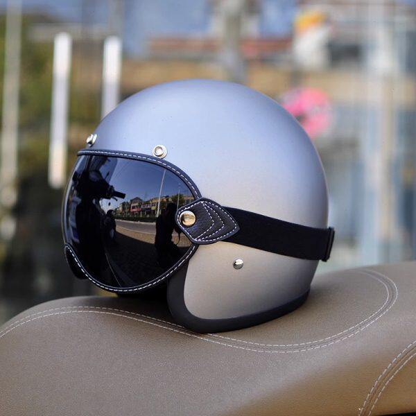 头盔镜片 复古四分之三盔防风镜片半盔moto3全盔密封外置镜片护目