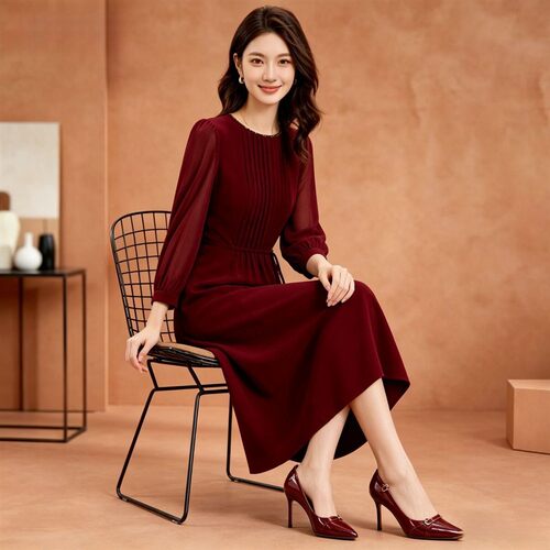 喜婆婆婚宴装礼服平时可穿连衣裙女春夏新款红色轻奢高级感裙子