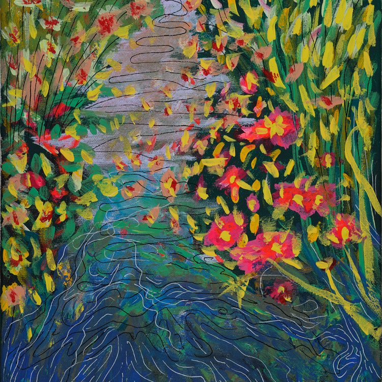 姜维油画亲签版画新款挂画卧室客厅沙发装饰画 静水流深