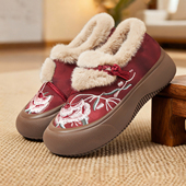 新款 老北京棉鞋 女布鞋 冬季 民族风刺绣加绒厚底防滑防摔老年人冬鞋
