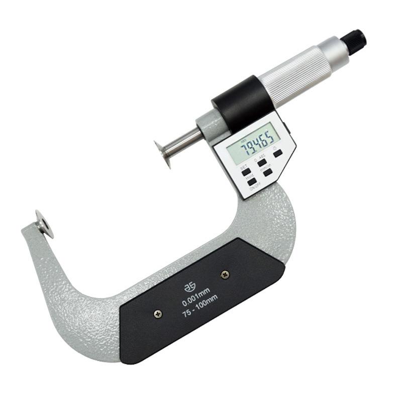 青量电子公法线千分尺直进式数显盘头齿轮千分尺0-25-50-75-100mm
