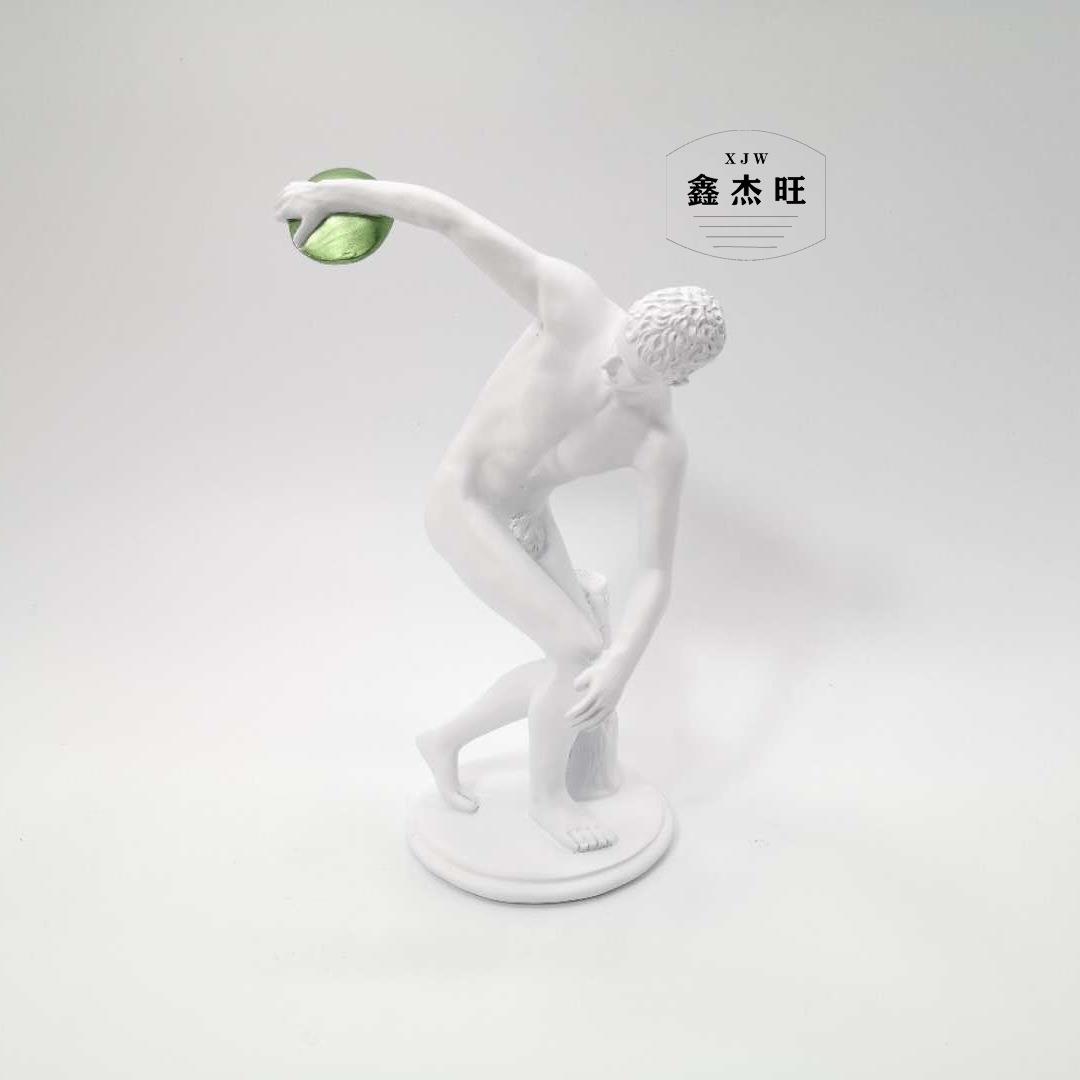 掷铁饼者欧洲男人雕塑摆件美式书房办公软装运动员家居装饰品艺术