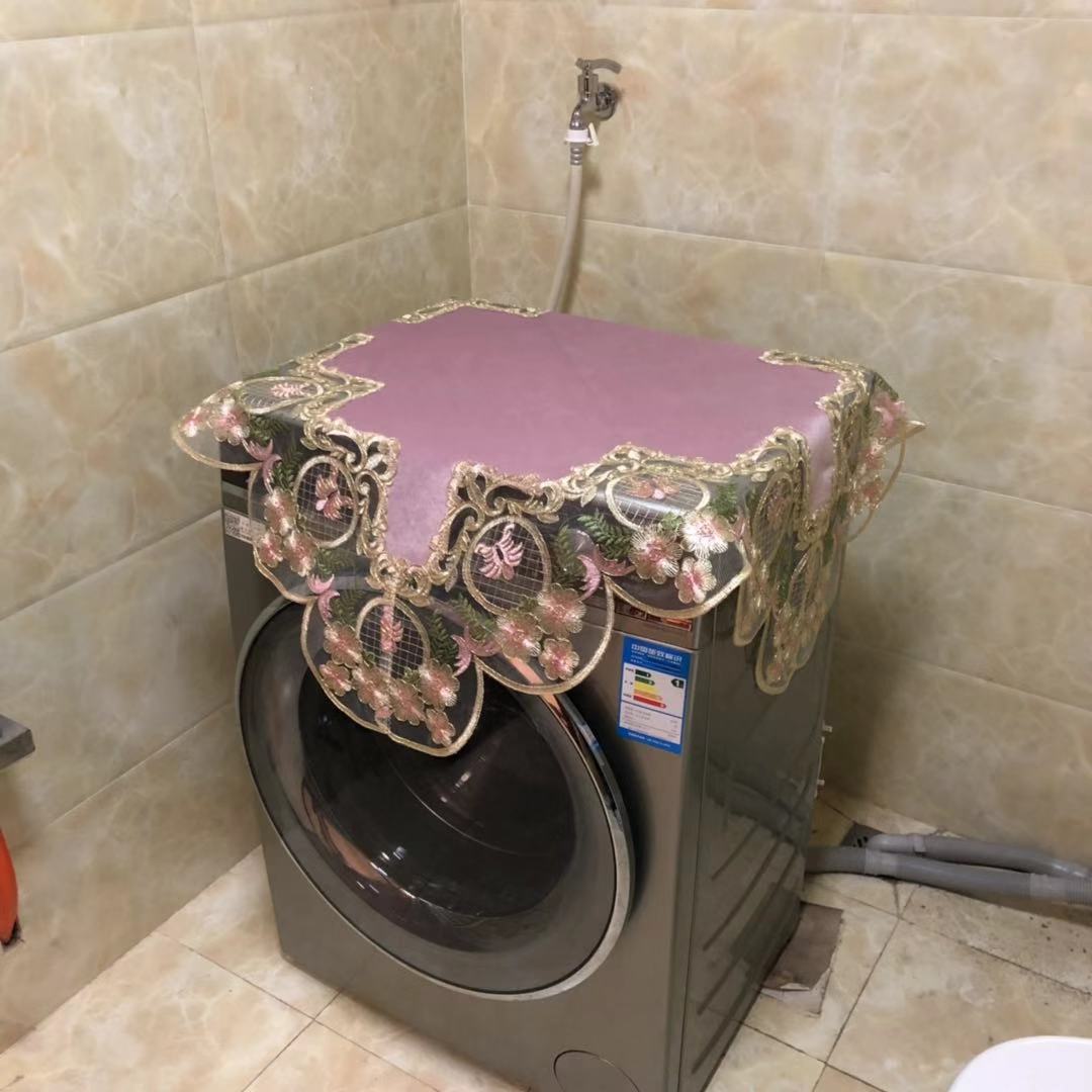 欧式洗衣机盖布防水防油免洗电视防尘罩圆茶几桌布蕾丝床头柜盖巾