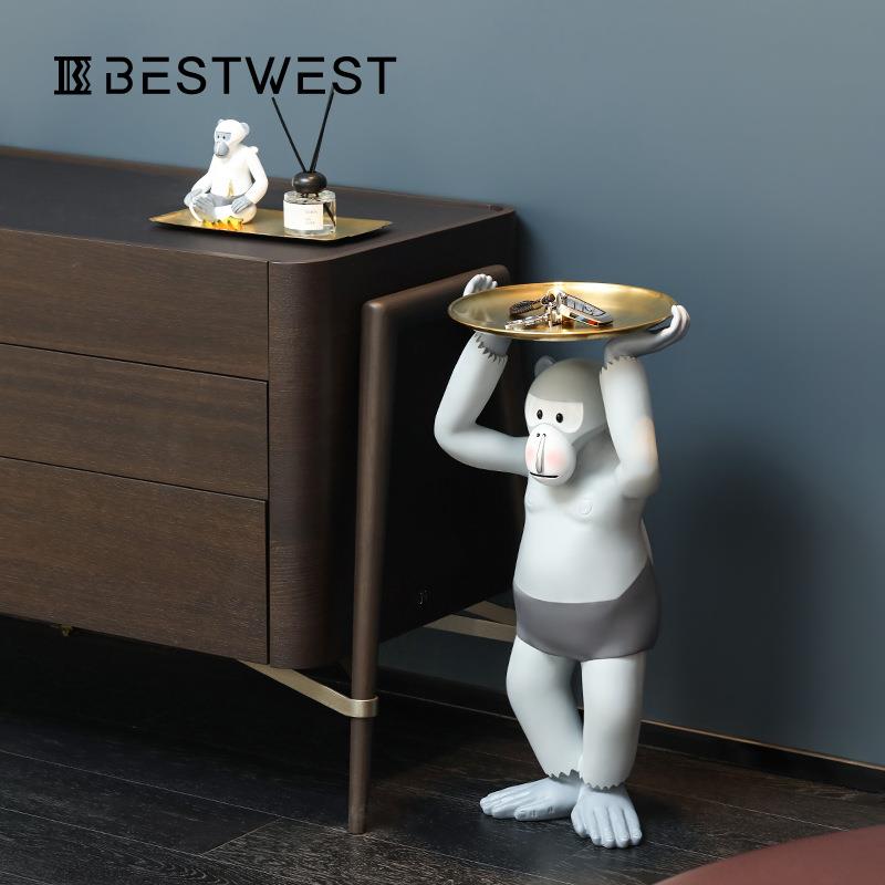 Best west 客厅玄关电视柜猴子装饰摆件设计师样板房家居装饰品