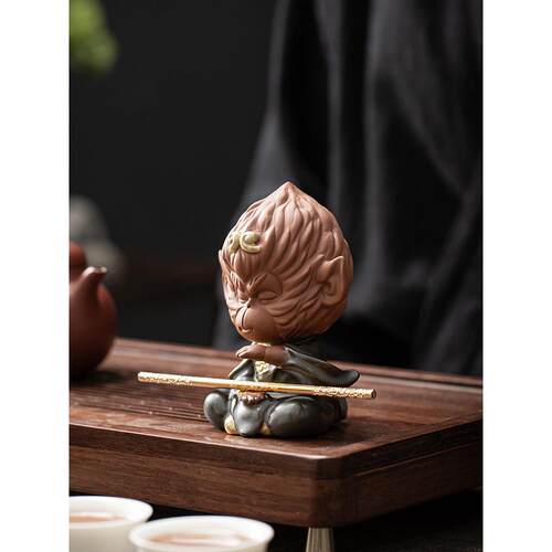 创意紫砂齐天大圣孙悟空牛魔王茶宠摆件居家客厅茶室博古架装饰品