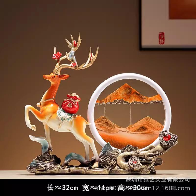 树脂麋鹿工艺品家居摆件新中式创意客厅玄关酒柜电视柜装饰品
