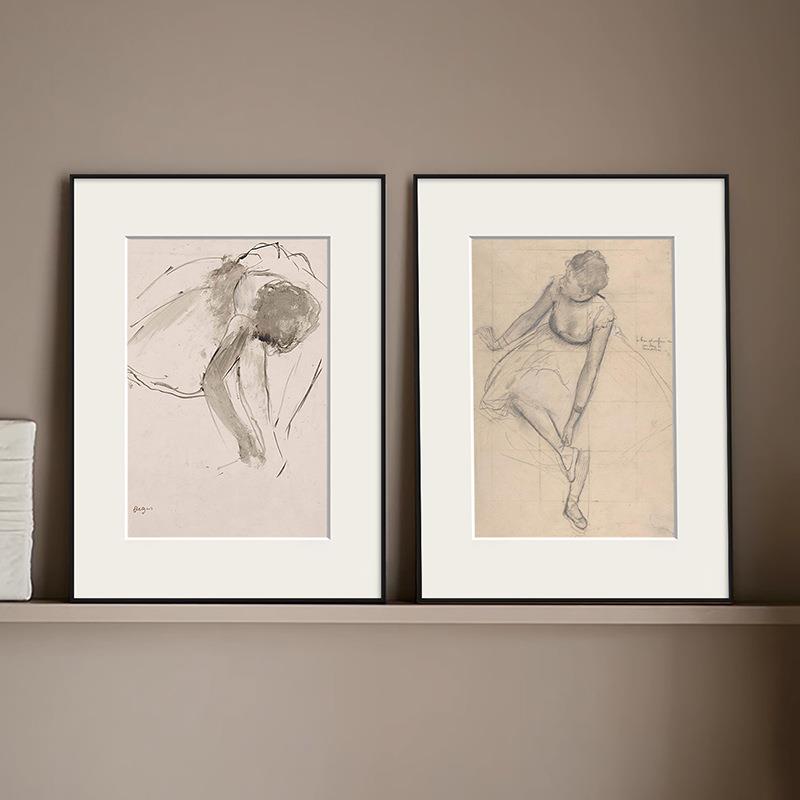 埃德加德加Degas简约素描舞蹈艺术装饰画沙发卧室书房壁画桌面画