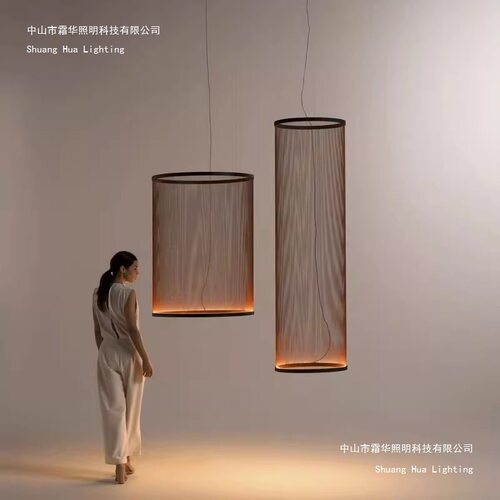 设计师极简挑空客厅吊灯创意