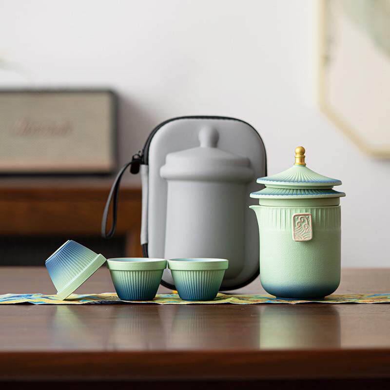 便携旅行茶具套装户外简易功夫泡茶壶茶杯故宫国潮露营快客杯家用