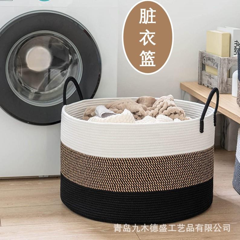 收纳棉绳筐可折叠收纳筐大号储物篮跨境家居脏衣篮毛毯玩具收纳篮
