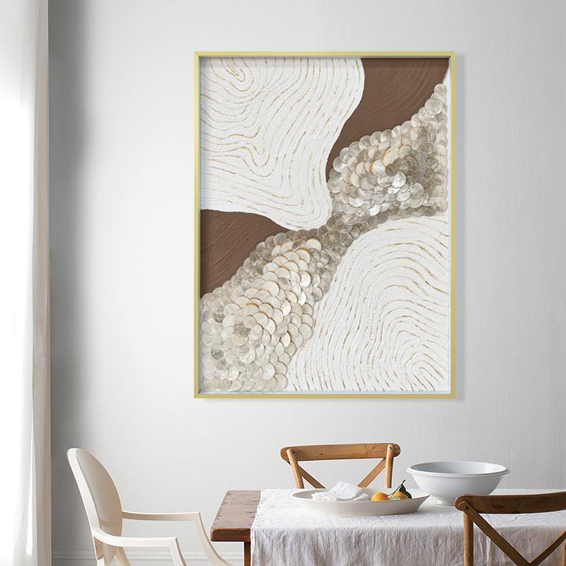 设计师款手绘油画轻奢欧式贝壳装饰画客厅卧室壁饰挂画走廊两联画