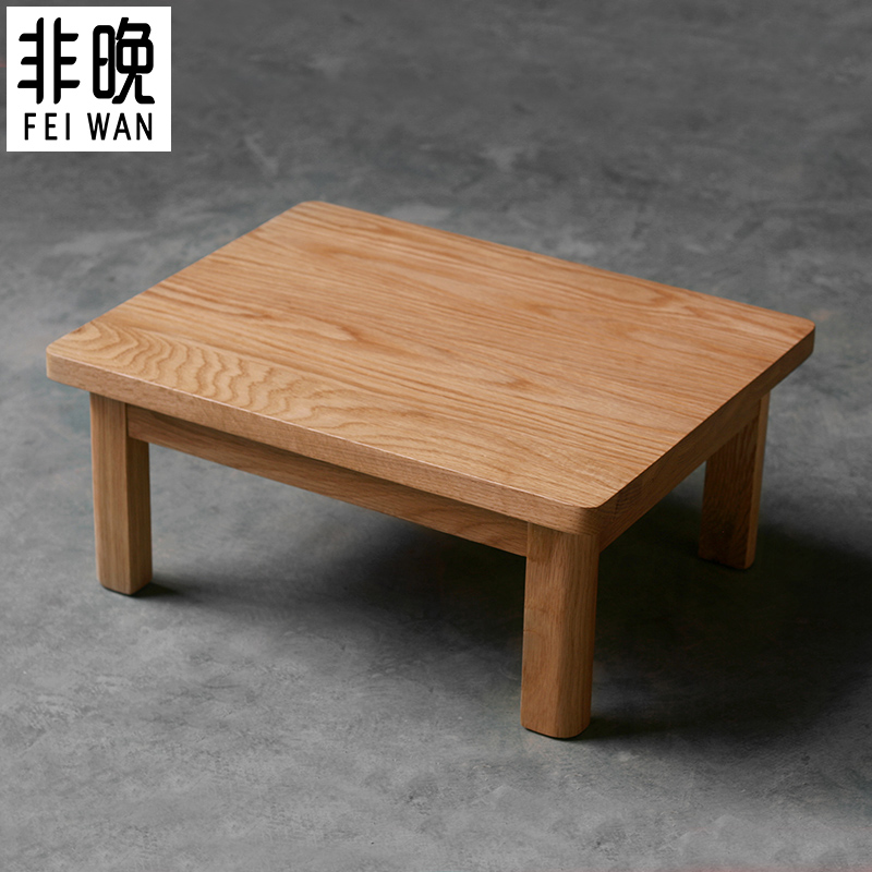 榻榻米床边桌床头柜床边柜矮桌炕几飘H窗小茶几白橡木边几纯全实
