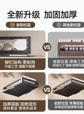 拉篮厨房橱柜304不锈钢双层抽屉式碗架收纳 内置碗篮碗碟厨具柜内