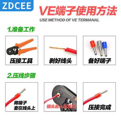 ZDCEE欧式E0306/E0308/E0310/E0312管型冷压端子针形0.75平方铜线