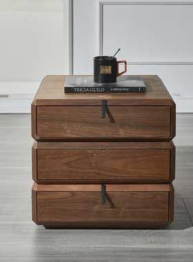 LDAD意式极简卧室床头柜家用旋转三层斗柜北欧风设计师网红床边柜