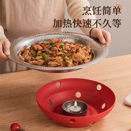 不锈钢鱼头锅干锅锅仔小龙虾盘酒精炉加热麻辣香锅圆形深汤牛蛙锅