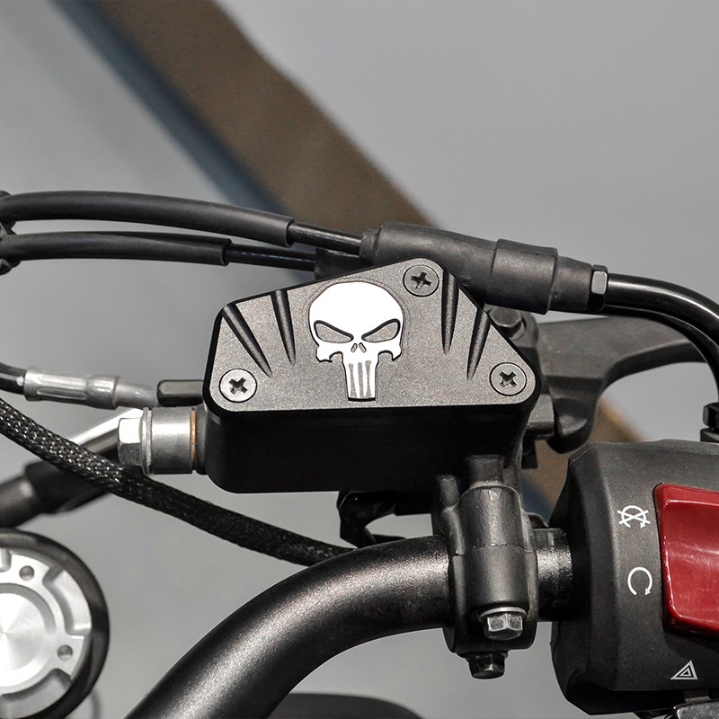 无极CU525复古改装上泵盖装饰盖骷髅前刹油泵盖刹车泵盖铝合金