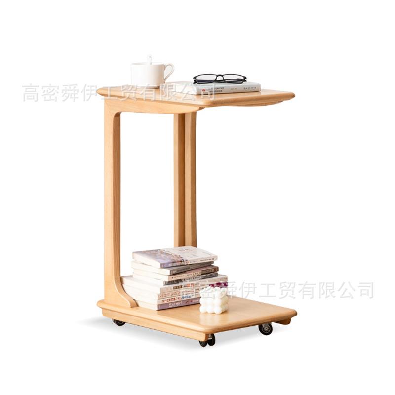 客厅沙发边几实木C型茶几酒店卧室可移动角几创意多功能小方桌
