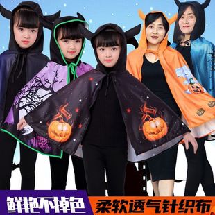 万圣节披风恶魔斗篷亲子装儿童魔法师巫婆南瓜披风幼儿园演出服装