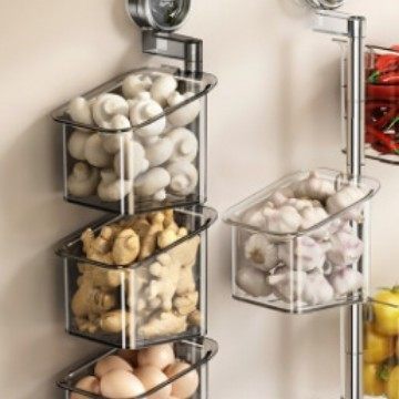厨房葱姜蒜收纳盒吸盘置物架壁挂生姜大蒜收纳免打孔筐2025新款,收纳整理,壁式收纳盒,淘宝优惠券,粉丝福利购,淘宝优惠卷