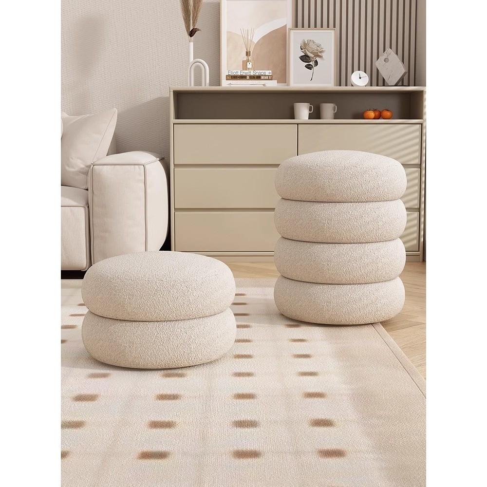 奶油风化妆凳家用梳妆凳子女生卧室坐墩轻奢梳妆台椅子美甲凳移动