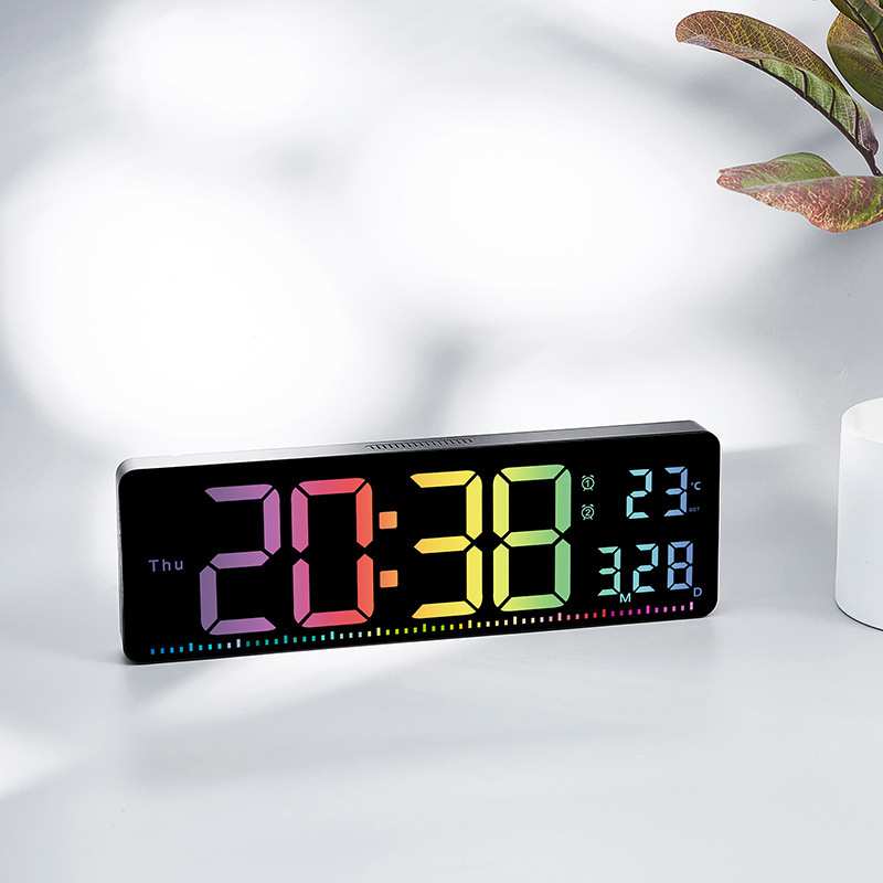 创意挂钟简约彩色客厅挂钟健身房秒表时钟多功能钟表大屏幕6663