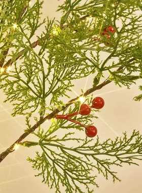 台州跨境LED松树灯带红色浆果圣诞树红果圣诞节装饰房间氛围树灯