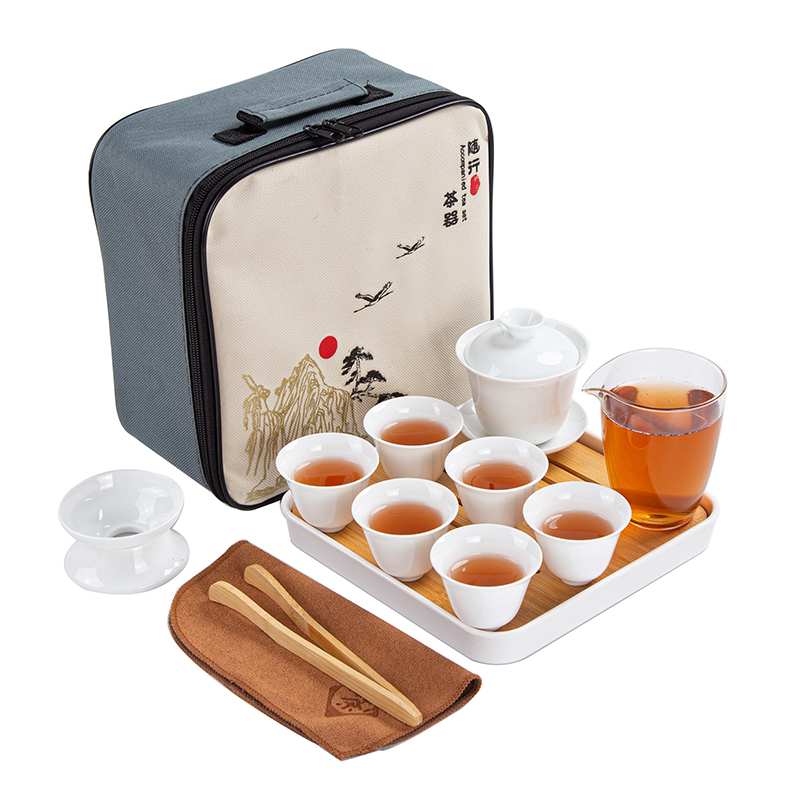茶艺表演学习套装茶具茶盘陶瓷茶壶茶杯茶台家用便携简约户外茶荷