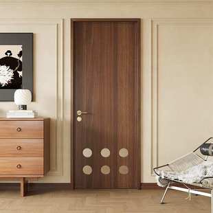 多色可定法式复古平开门卧室书房铝合金洞洞门胡桃木极窄平开门
