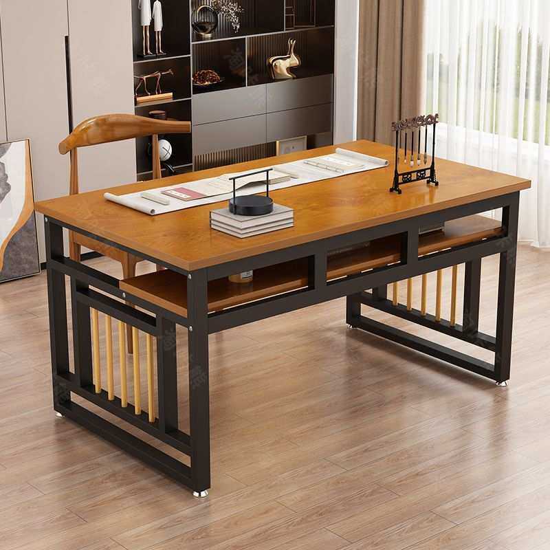 新款书法桌新中式钢木书桌毛笔书画桌案台简易国学桌子家用书房