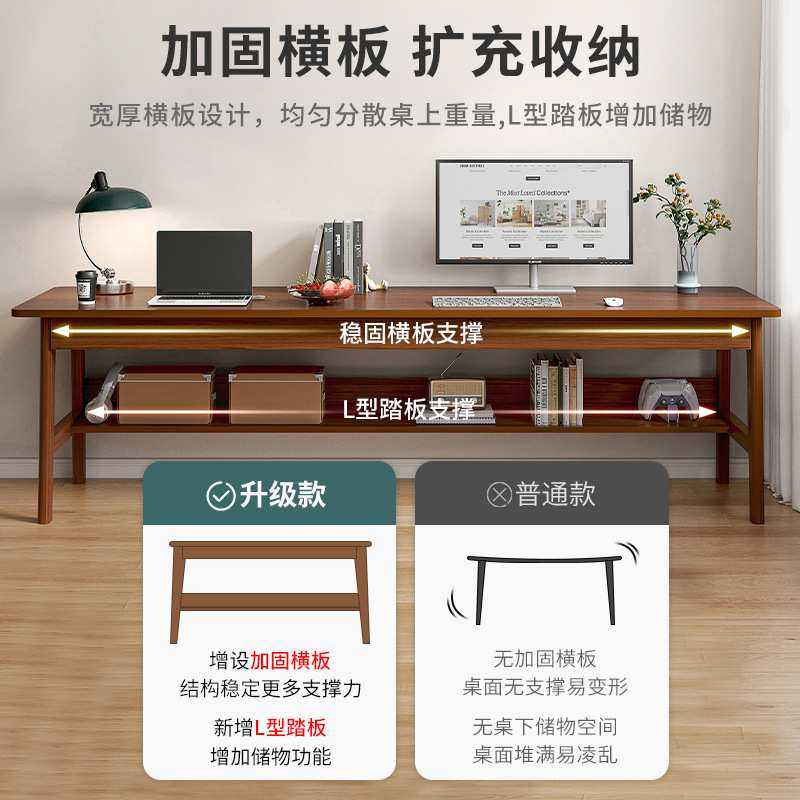 长条桌实木腿双人书桌简易办公电脑桌家用靠墙窄桌子学生卧写字台,3C数码配件,USB灯,淘宝优惠券,粉丝福利购,淘宝优惠卷