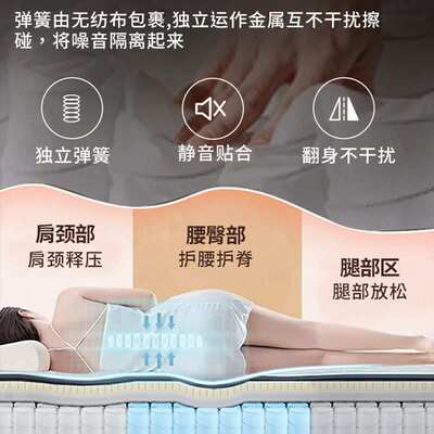 单人弹簧床垫20cm厚双人垫1.5m1.8米酒店家用乳胶软垫椰棕硬垫床